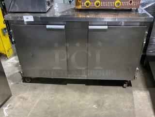 Leader Commercial Stainless Steel 2 Door Lowboy/Undercounter Worktop Refrigerator! Model: ESLB60 S/C SN: NL10S1103! 115V 1 Phase! On Casters! - Item #1204353