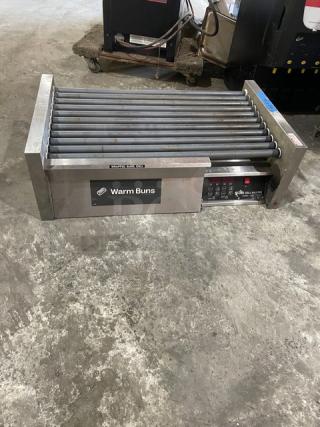 Star Grill Max Pro Series hot dog roller with bun warming drawer, model 8A-50SCBDE, stainless steel, electric, 120V, SN:C500722A0089.