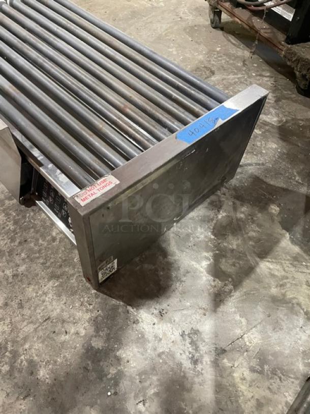 Star Grill Max Pro Series hot dog roller, model 8A-50SCBDE, stainless steel, used condition, integrated bun warmer, 120V.