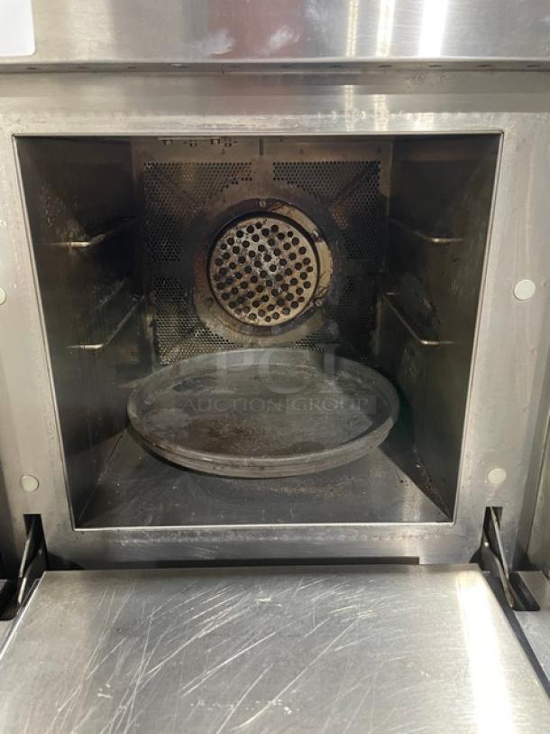 MerryChef 2017 Eikon E3 commercial rapid cook oven, stainless steel, touchscreen interface, interior view, used condition.