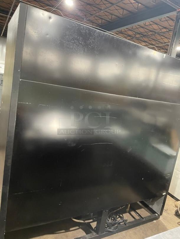 True Commercial Black Triple Glass Door Reach-In Refrigerator, Model GDM-72, with poly-coated wire racks, 115V 1 Phase.