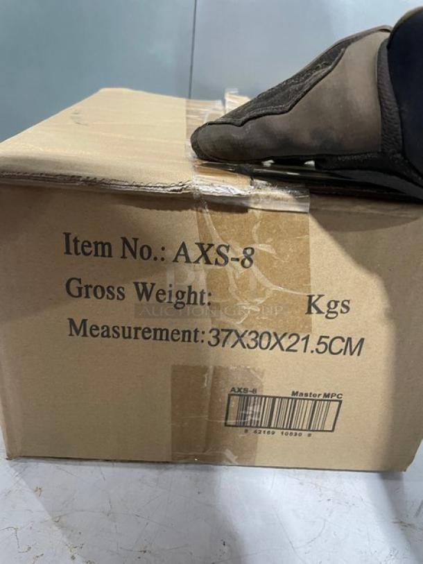 Winco Commercial Aluminum 8 Qt. Stock Pot, Model AXS-8, new in box. Box measures 37x30x21.5cm.