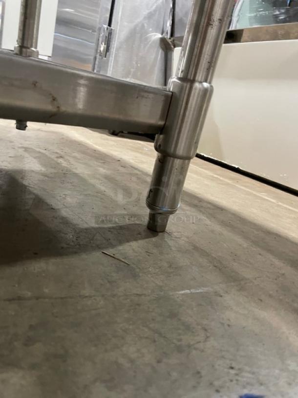 Eagle Group stainless steel gas-powered steam table leg; visible tray slide, single undershelf, sturdy condition.