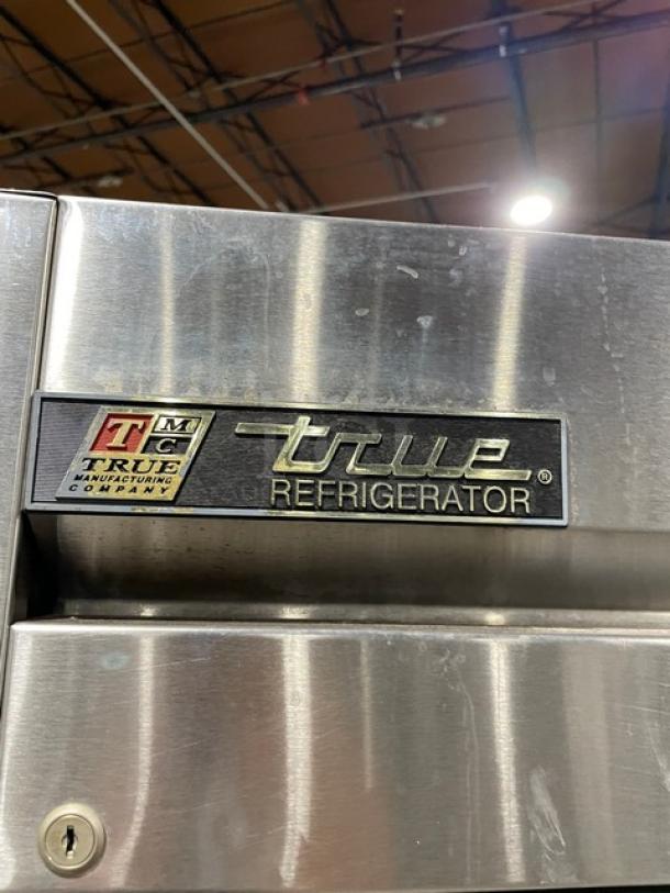 True T-23 commercial stainless steel refrigerator with single door. Energy Star certified. Model: T-23, SN: 7824800. On casters.