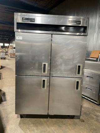Delfield/Alco Commercial Stainless Steel Solid 4-Door Dual-Zoned Refrigerator/Freezer Combo! With Poly Coated Wire Racks! On Casters! - Item #1204393