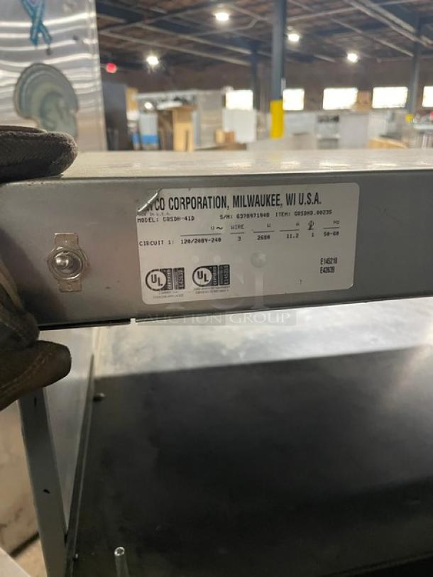 Hatco Glo-Ray GRSDH-41D gray granite countertop heated merchandiser display, serial number 6378971948, 120/208-240V, UL listed.
