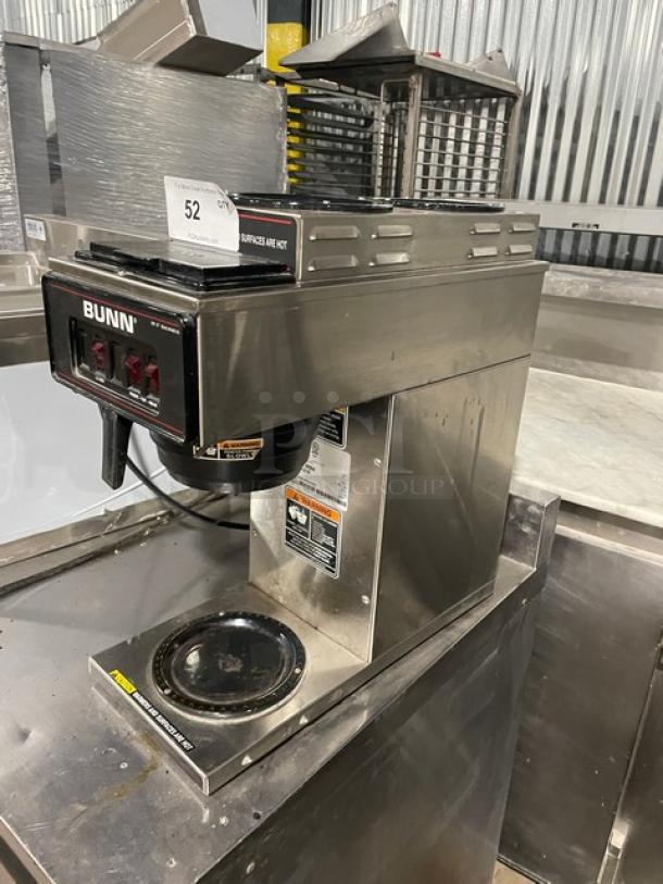 Bunn VP173 stainless steel electric pour-over coffee brewer with 3 warmers, model VP17-3. Good condition, 120V, 1 phase.