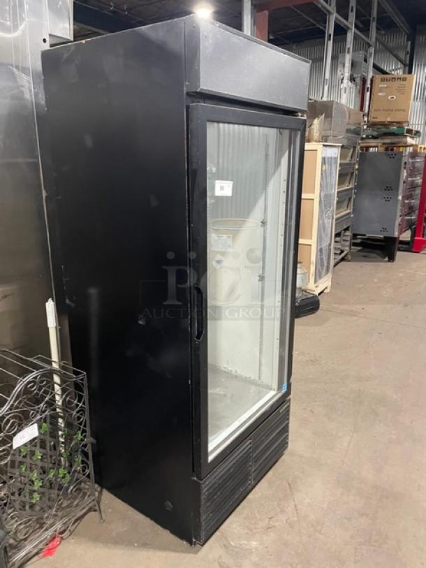 Habco Commercial Black Single Glass Swing Door Reach-In Merchandiser Refrigerator, Model ESM28, Energy Star Certified, 115V.
