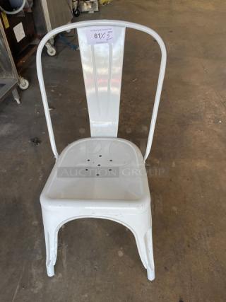 Commercial Distressed White Indoor-Outdoor Stackable Bistro Style Dining Chair! 2X Your Bid! - Item #1205196