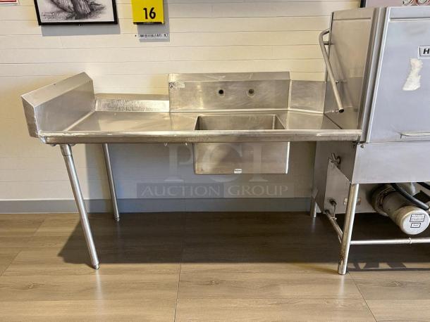 All stainless steel sink with left side drain board, 20" x 20" basin, great condition, fully tested and working.