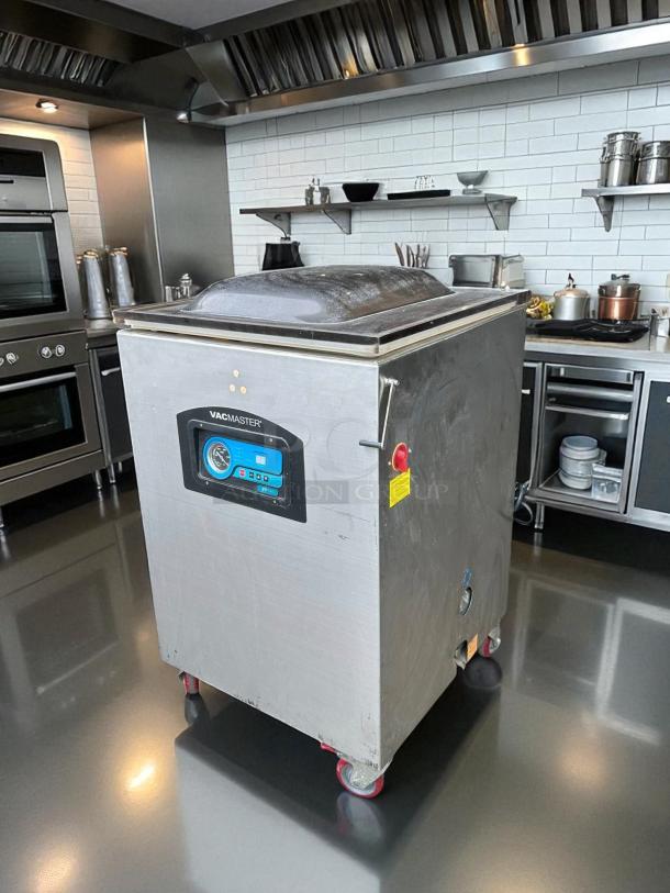 VacMaster VP540 commercial chamber vacuum sealer in excellent condition, stainless steel body, on wheels, fully tested and working.