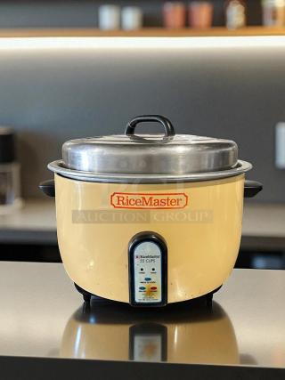 Town Model 57155 electronic rice cooker, 110 cup capacity, great condition, 230V, fully tested, RiceMaster branding visible.