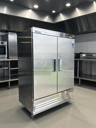 Everest EBR2D 2-Door Commercial Refrigerator, stainless steel, fully tested, excellent condition, durable design.