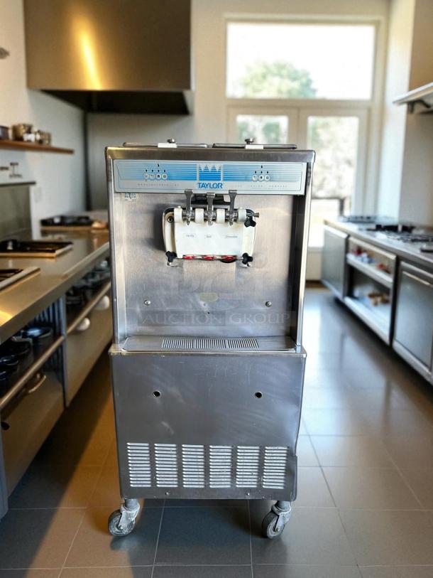Taylor Y339-27 Gravity Ice Cream Machine, 208/230 V, 1 Phase, stainless steel, on wheels. Not tested, sold as is.