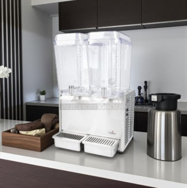 Crathco D25-4 refrigerated drink dispenser with two 5-gallon bowls, pre-mix, 115v, great condition, fully tested.
