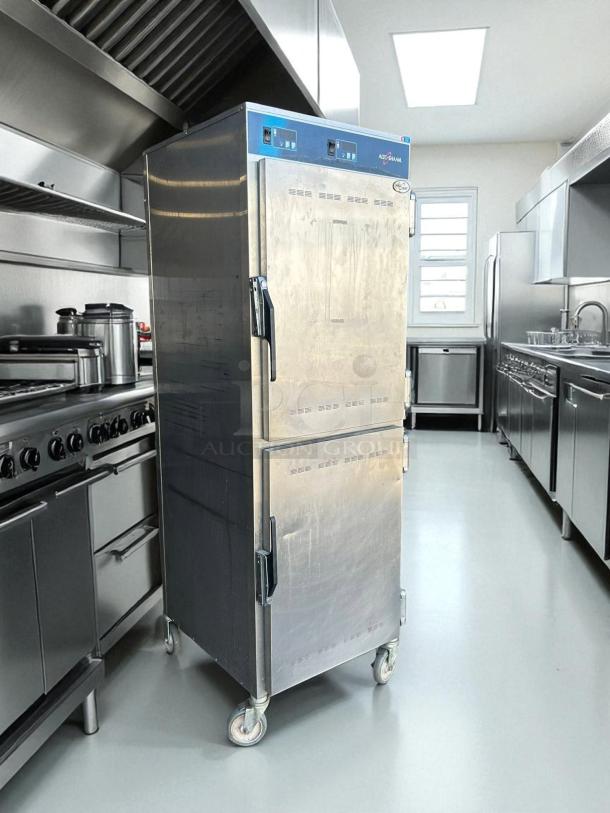 Alto-Shaam 1200-UP mobile heated cabinet, full height, 16-pan capacity, stainless steel finish, excellent condition, 120v.