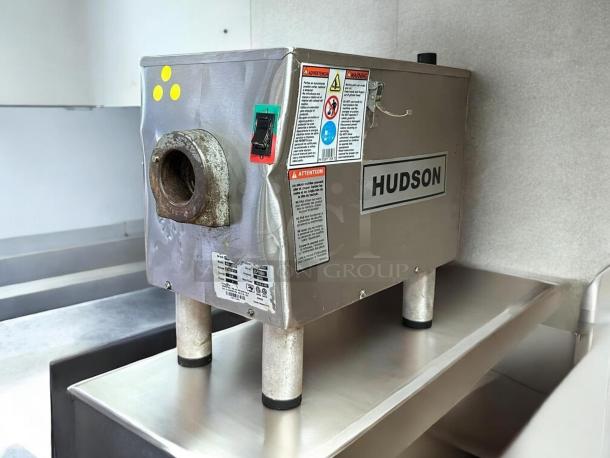 Hudson Procut KG-22-W Electric Meat Grinder, in great condition. Needs front attachment. Labels show safety warnings and specs.