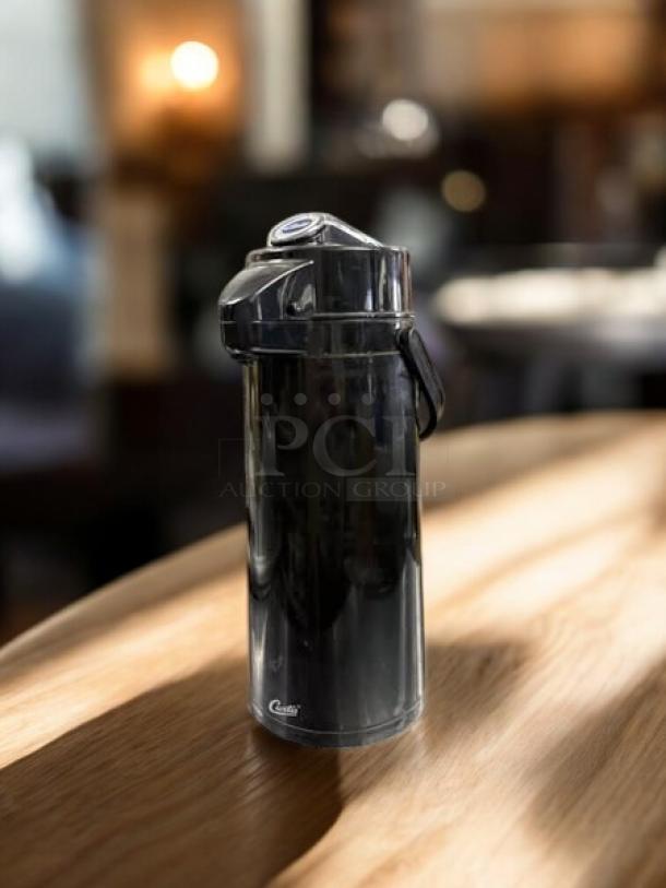 Wilbur Curtis Thermal Dispenser Airpot, 2.2L, black body, stainless steel liner, lever pump, excellent condition.