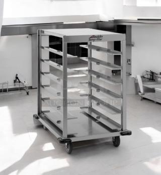 Alexander Industries/Aladdin Temp-Rite stainless steel mobile tray rack, heavy-duty, NSF certified, fully tested, excellent condition.