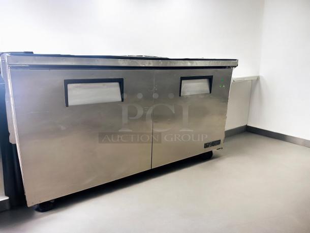 True TWT-60F 60" Stainless Steel Two-Door Worktop Freezer with Backsplash, 115V, Tested, Excellent Condition.