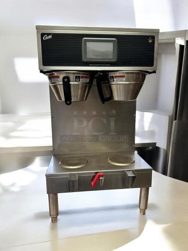 Curtis G4 ThermoPro Twin Automatic Coffee Brewer, dual brewing system, 220V, stainless steel, fully tested and operational.
