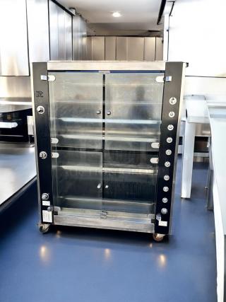 Rotisol RR-20 rotisserie oven, 20 spit capacity, outstanding condition, natural gas, glass doors, stainless steel finish.