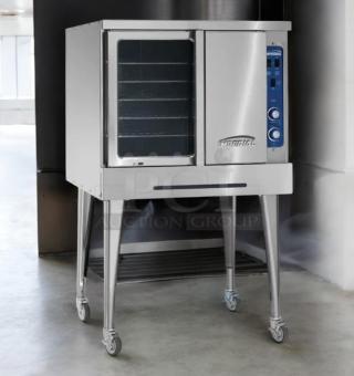 Imperial IR Series stainless steel gas convection oven, single deck, fully tested, working, on caster wheels.