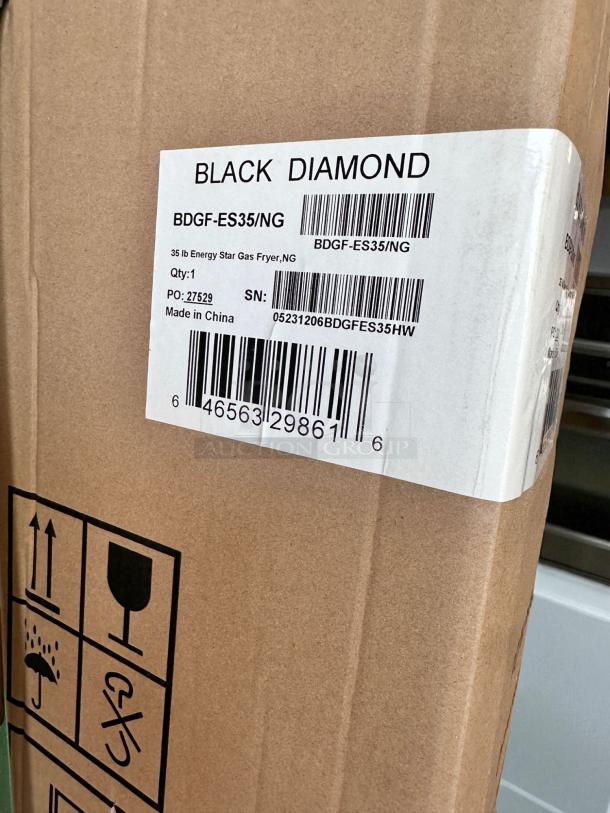 Brand new Black Diamond BDGF-ES35/NG 35 lb Energy Star natural gas fryer in original box, made in China.