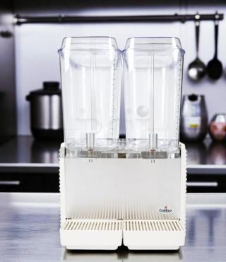 Great Condition -Crathco D25-4 Classic Bubbler Series Double 5 Gallon Bowl High Impact Plastic Refrigerated Beverage Dispenser - Fully Tested & Working! - Item #1203197