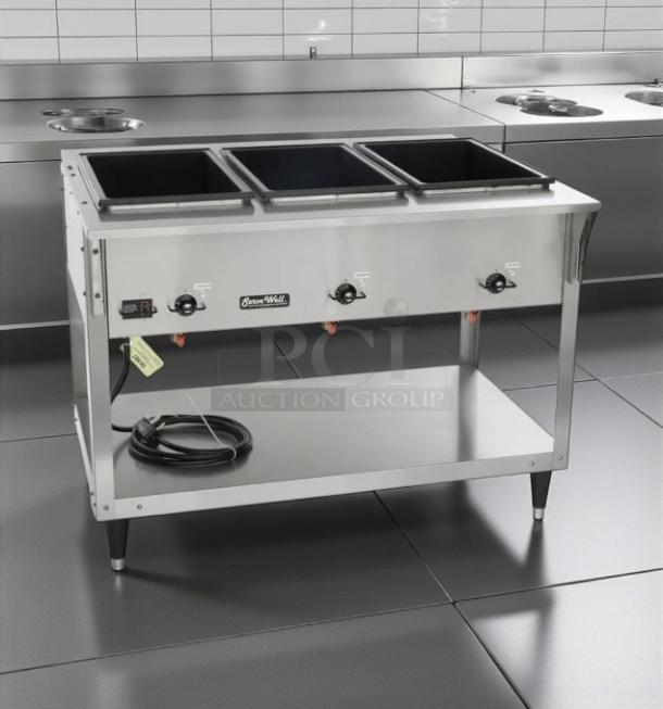 Vollrath ServeWell® SL 38203 three-pan hot food table, sealed wells, 120V, tested and working, excellent condition.