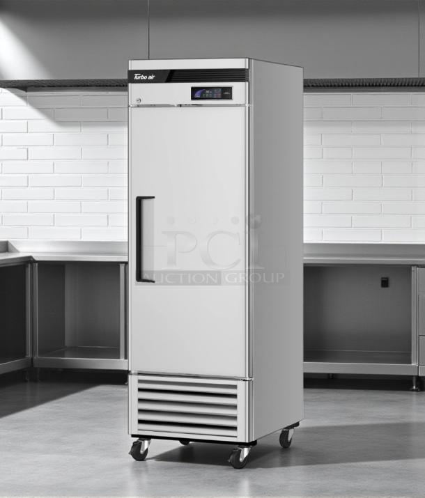 Turbo Air TSF-23SD-N Super Deluxe 27" solid door reach-in freezer, LED lighting, amazing condition, fully tested, on casters.