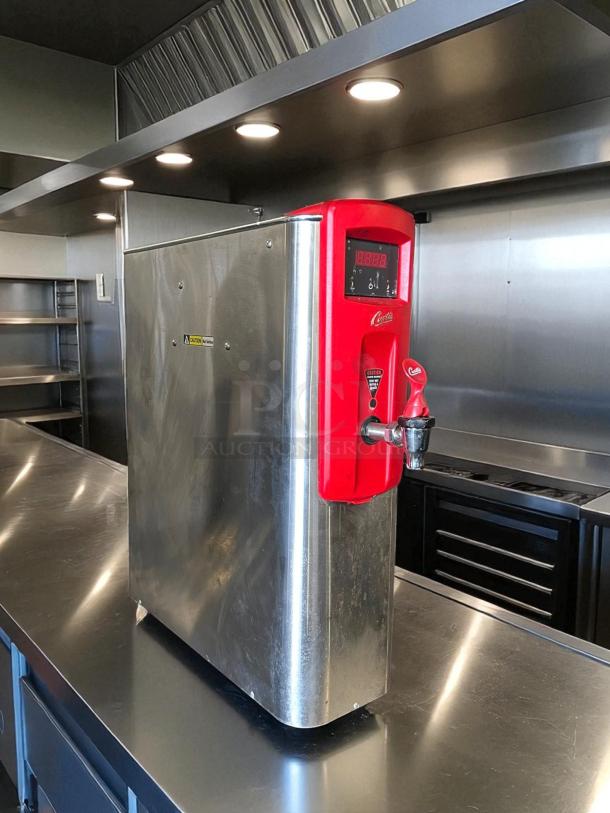 Curtis WB5N G3 hot water dispenser, electric, 5-gallon, red and stainless steel, fully tested, excellent condition.