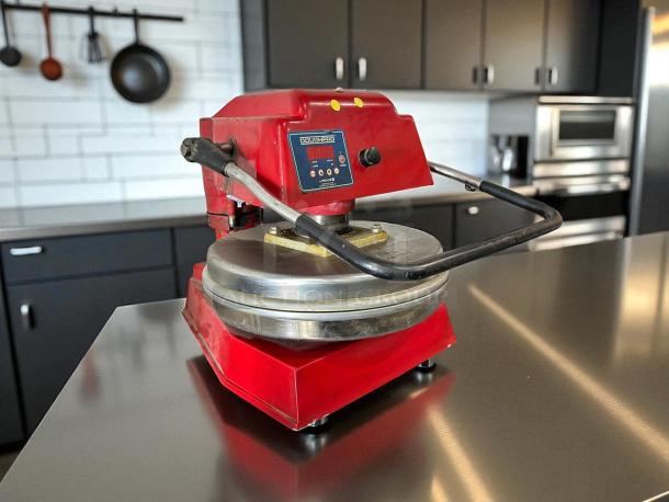 Proluxe DP1100 18” dough press, excellent condition, fully tested, 115v, red body, digital display. Perfect for commercial use.