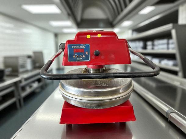 Proluxe DP1100 Dough Press, 18", red, excellent condition, tested, 115v, digital display, commercial bakery equipment.