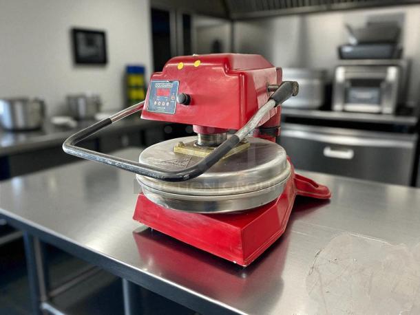 Proluxe DP1100 18" Dough Press, red, excellent condition, 115v, tested working, digital controls visible.