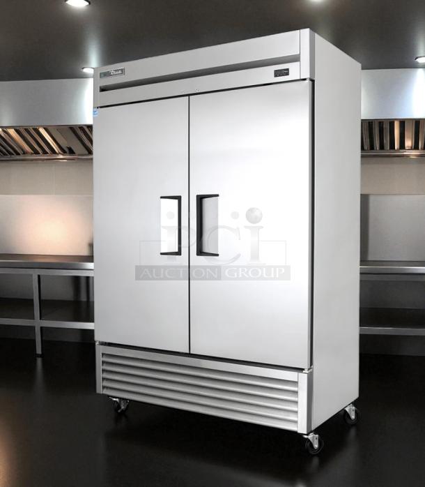 True T-49 54" two-section reach-in refrigerator in great condition, fully tested and working, 115V, on casters.