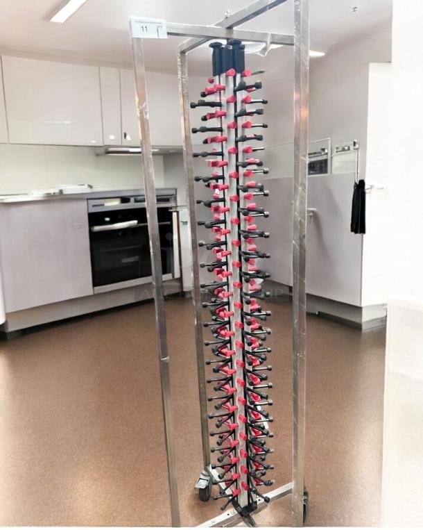 Custom stainless steel skewer/kebab rack stand, mobile holder, excellent condition, tested and working.