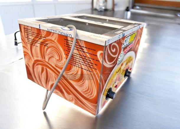 Duke CSW-2-TAM hot soup warmer, 2-pan countertop station, excellent condition, 120V, tested and working. Swirl design exterior.