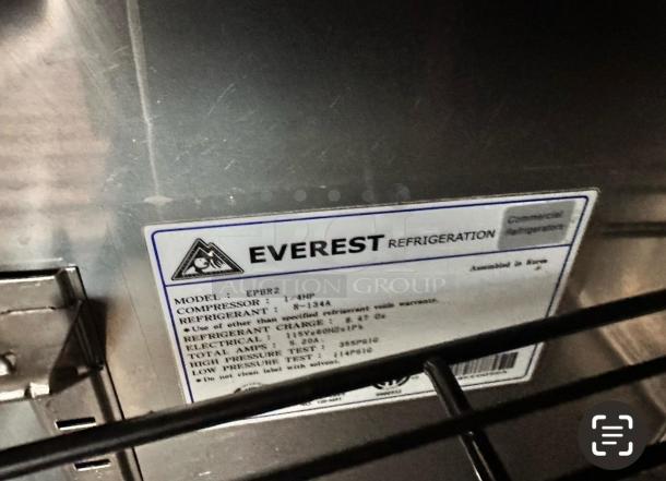 Everest Refrigeration EPBR2 sandwich prep table, model info plate, in great condition, tested and working.
