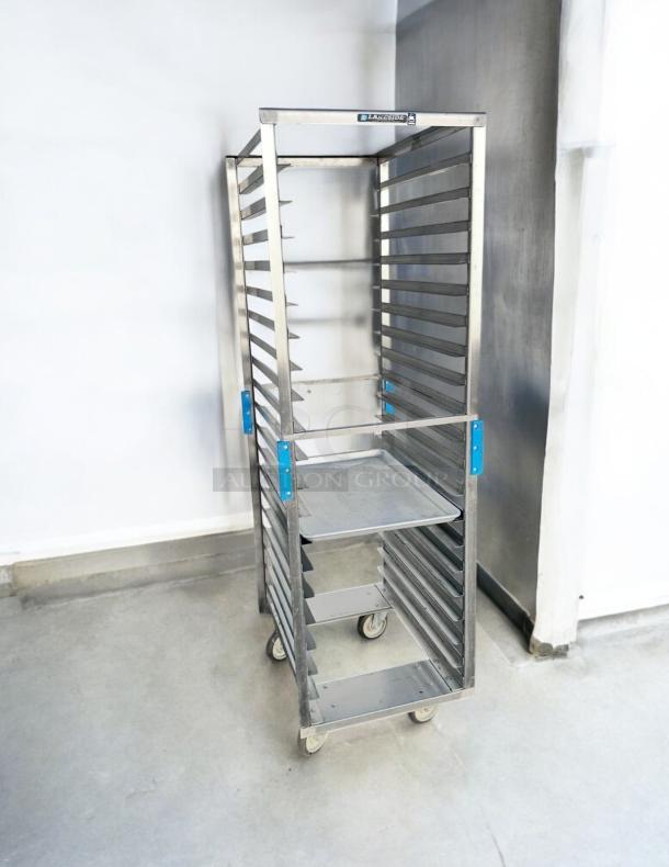 Lakeside stainless steel mobile bun/sheet pan rack, 20-pan capacity, great condition, NSF certified, tested and working.