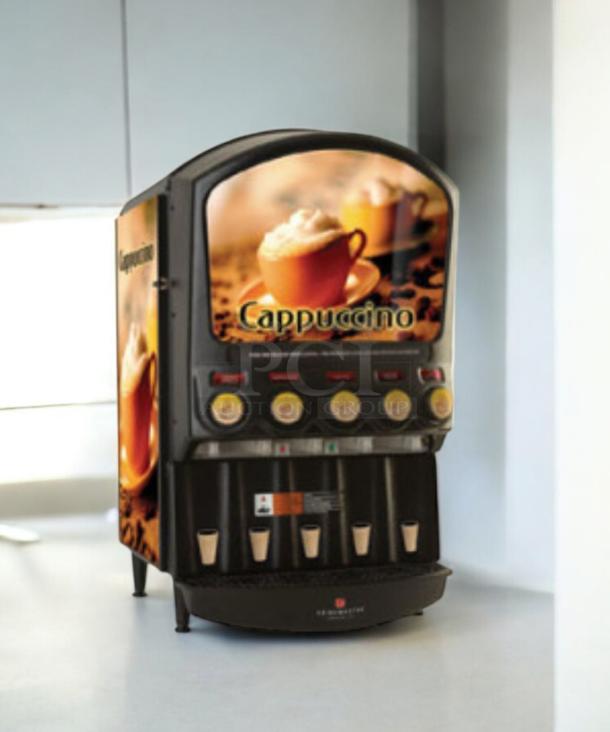 Grindmaster PIC5 4-flavor cappuccino/hot beverage dispenser in excellent condition, 120V, fully tested and working.