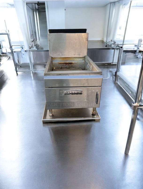 Imperial IFS-25 gas floor fryer, 25 lb capacity, 65,000 BTU, natural gas, great condition, stainless steel.