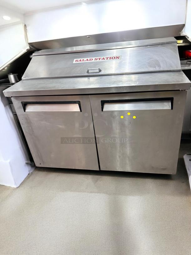 Turbo Air TST-48SD 48" Salad/Sandwich Prep Table with refrigerated base, great condition, tested working. "Salad Station" label on top.