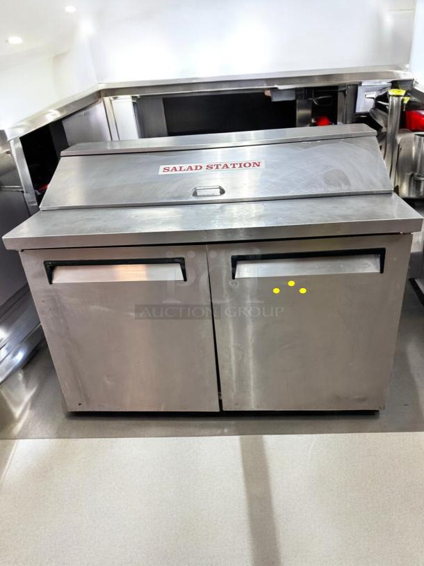 Turbo Air TST-48SD 48" salad/sandwich prep table in great condition, stainless steel, refrigerated base, tested and working.