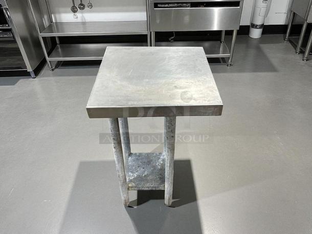 GSW stainless steel worktop table with galvanized bottom shelf, in good condition, model Steel Work Table w/ Undershelf.