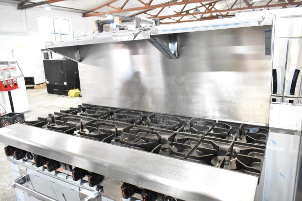 BRAND NEW 2021 Venancio R602CO-60B 10 burner range, stainless steel, dual convection ovens, overshelf, back splash.