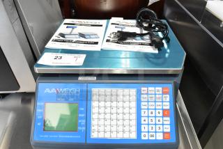 AvaWeigh 334PCSP30 digital scale with thermal printer, new. WiFi-enabled, 30 lb capacity. Includes manuals and power cord.