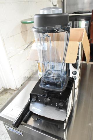 Brand new scratch and dent 2025 VitaMix VM0101 62827 Vita-Prep food blender. Black base, clear container. Model visible.