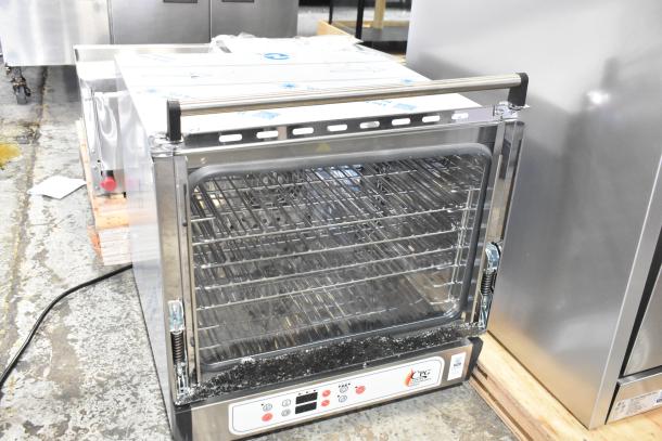 BRAND NEW Cooking Performance Group 351COHD4M convection oven with damage, broken glass, and 4 trays, 208-240V, 1 phase.