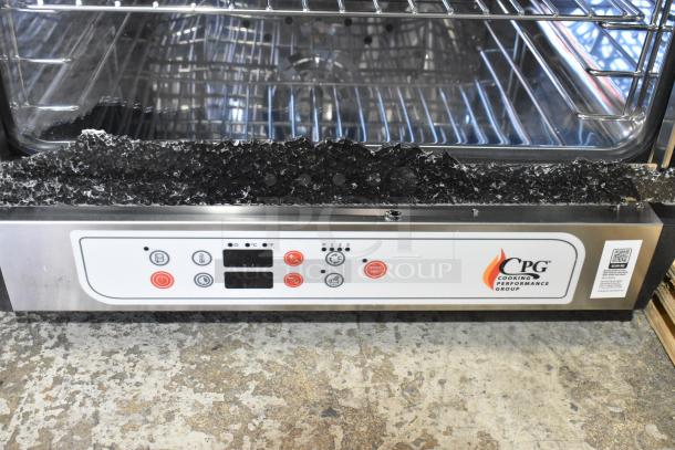 BRAND NEW Cooking Performance Group 351COHD4M Electric Convection Oven; visible damage, broken glass, digital controls.